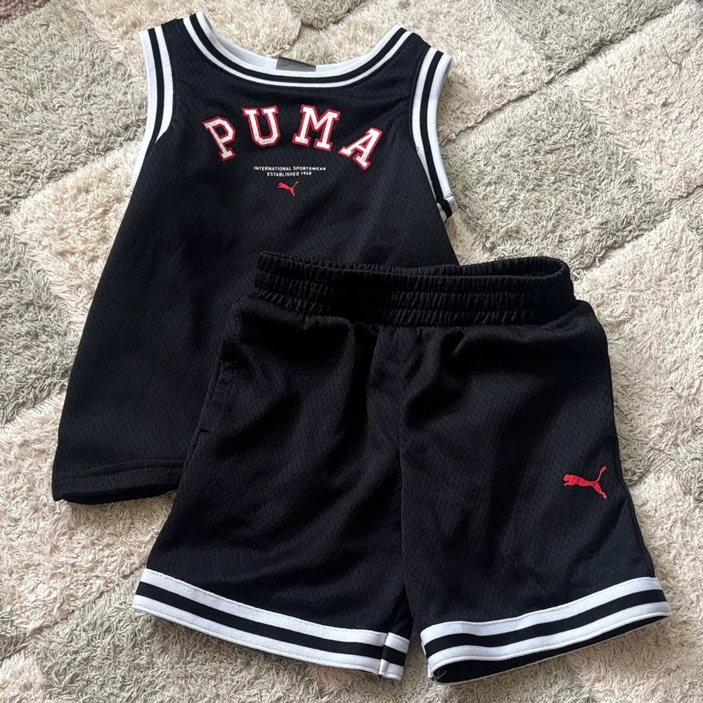 Puma Black and White Athletic Set with Red Logo